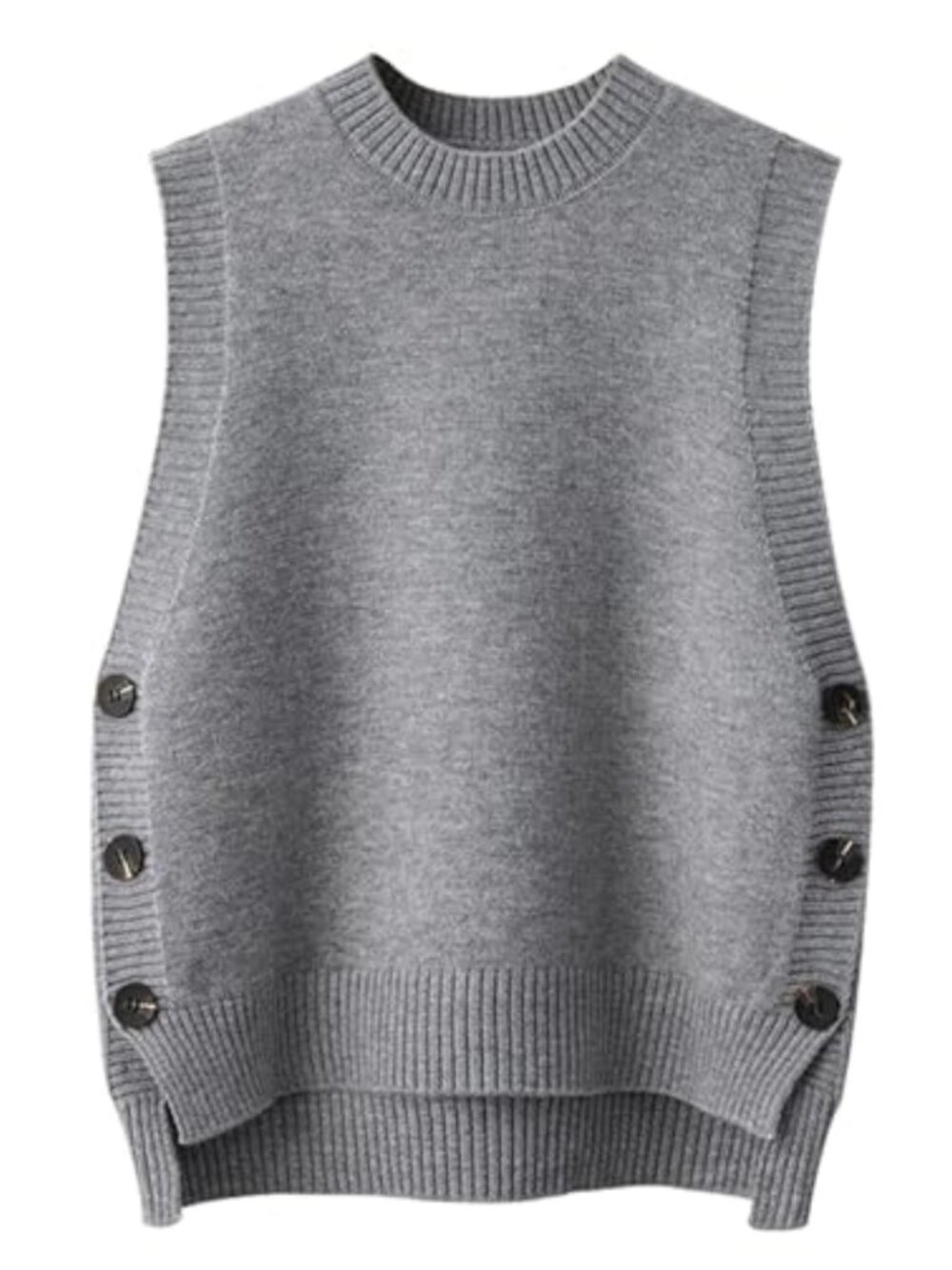 Sleeveless Ribbed Knit Sweater Vest Crew Neck Loose Fit Pullover
